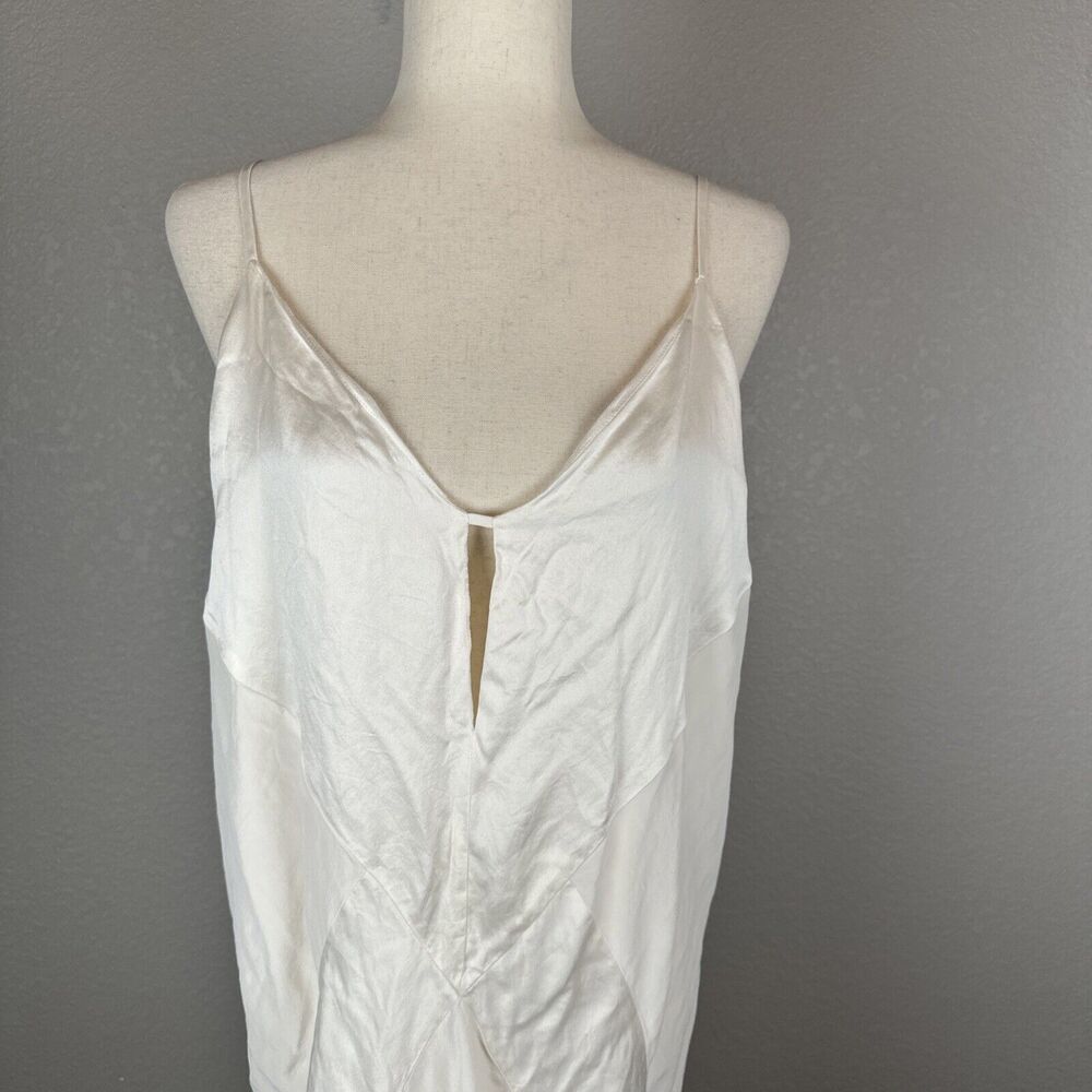 Michelle Mason Bias‎ Cut Midi Slip Dress Size 8 White Silk Spaghetti Strap - Picture 2 of 7